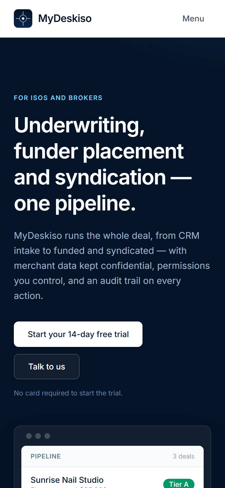 Aperçu de l'application MyDeskiso — application mobile